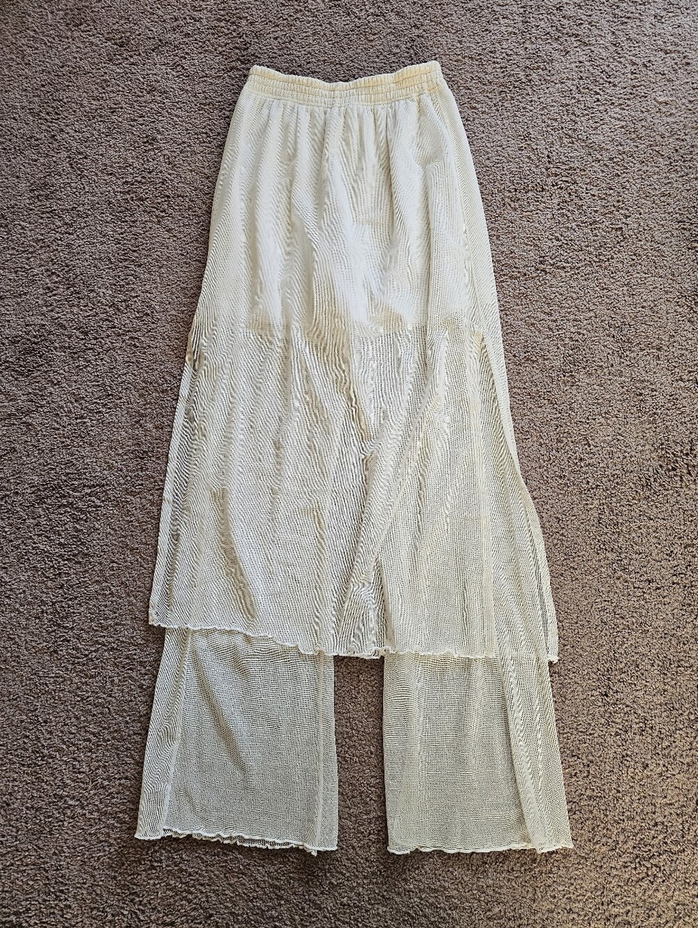 Mesh Pants With Split Skirt Overlay
